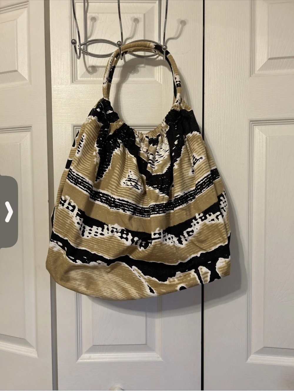 Echo Beach Bag Beige, Black & White Tote Bag with Top Handles NEW